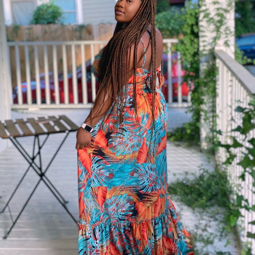 Tropical Print Maxi Dress
